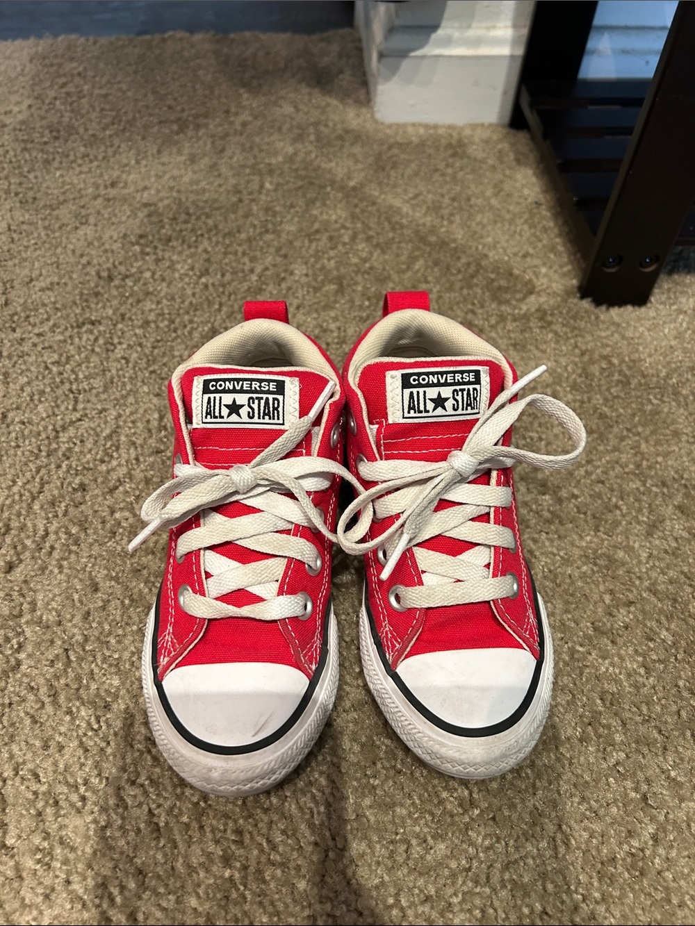 Converse Kids Red Mid-Top Sneakers with White Accents